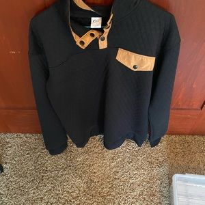 Zyia  black  quilted  snap  pocket sweatshirt